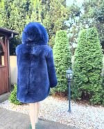 Amity | Luxury Double Sided Navy Blue Fox Fur Jacket Full Skins With Lavish Hood - Image 4