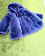 Amity | Luxury Double Sided Navy Blue Fox Fur Jacket Full Skins With Lavish Hood - Image 3