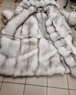 Sara | Double Sided Long Scandinavian Blue Fox Coat With Fur Belt - Image 6