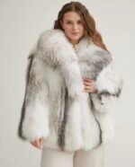 Marityna | Luxury Scandinavian Artic Marble Fox Jacket Full Skins With Lavish Collar