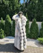 Nina | Double Sided Saga Long Scandinavian Blue Fox Fur Vest – Lavish Hood - Image 10