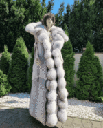 Nina | Double Sided Saga Long Scandinavian Blue Fox Fur Vest – Lavish Hood - Image 8