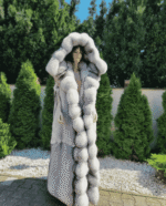 Nina | Double Sided Saga Long Scandinavian Blue Fox Fur Vest – Lavish Hood - Image 2