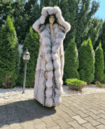 Nina | Double Sided Saga Long Scandinavian Blue Fox Fur Vest – Lavish Hood - Image 7