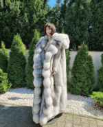 Nina | Double Sided Saga Long Scandinavian Blue Fox Fur Vest – Lavish Hood - Image 6