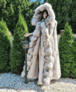 Nina | Double Sided Saga Long Scandinavian Blue Fox Fur Vest – Lavish Hood - Image 9