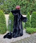 Lottie | Luxury Scandinavian Black Fox Long Coat With Lavish Double Sided Fur Hood & Belt - Image 5