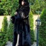 Lottie | Luxury Scandinavian Black Fox Long Coat With Lavish Double Sided Fur Hood & Belt