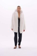 Jessie | Luxury Scandinavian Shadow White Fox Fur Jacket/Coat With Lavish Notched Fur Collar