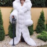 Amelia | Luxury Scandinavian White Fox Extra Long Coat With Lavish Double Sided Huge Fur Hood