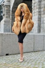 Laylani | Luxury Scandinavian Gold Fox Fur Jacket With Lavish Hood - Image 3