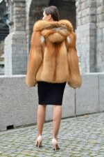 Laylani | Luxury Scandinavian Gold Fox Fur Jacket With Lavish Hood - Image 5