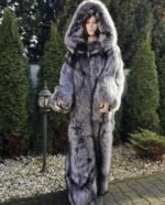 Lenora | Luxury Double Side Silver Fox Fur Costume With Fur Mittens & Fur Boots - Image 2