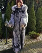 Lenora | Luxury Double Side Silver Fox Fur Costume With Fur Mittens & Fur Boots - Image 5