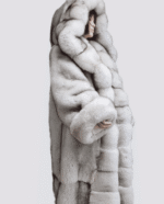 Cerese | Luxury Scandinavian Saga Blue Fox Extra Long Coat Double Sided With Internal White Rex Huge Lavish Fur Hood - Image 2