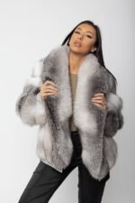 Kalani | Luxury Scandinavian Shadow Blue Frost Fox Fur Jacket