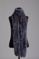 Long Gray Rex Fur Scarf - Image 2