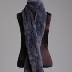 Long Gray Rex Fur Scarf