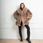 Betty | Luxury Scandinavian Beige Fox Fur Jacket With Lavish Notched Fur Collar