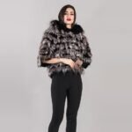 Kenzie | Silver Fox – Rex Short Fur Cape With Hood