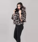 Kenzie | Silver Fox – Rex Short Fur Cape With Hood - Image 2