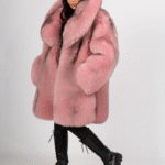 Melia | Luxury Saga Scandinavian Pink Fox Fur Coat With Lavish Huge Collar