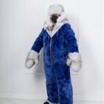 Gretchen | Luxury Double Side Saga Fox Fur Costume Blue Fox & Royal Blue Rex – Fur Mittens & Fur Hat