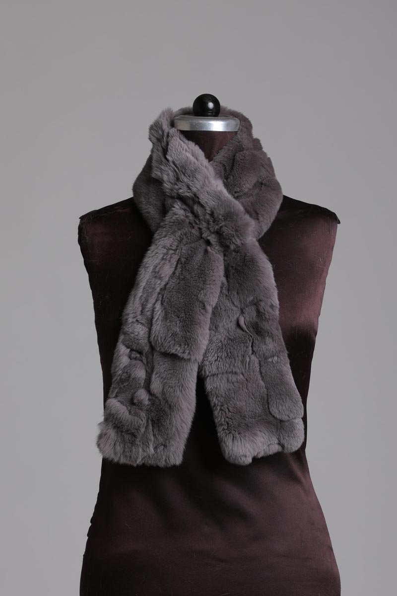 ash_gray_rex_fur_scarf_1__21197 Ash Gray Rex Fur Scarf - Image 1