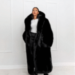 Cricket | Luxury Scandinavian Oversized Black Fox Coat Full Length With Double Sided Fur Hood