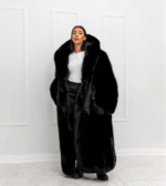 Cricket | Luxury Scandinavian Oversized Black Fox Coat Full Length With Double Sided Fur Hood