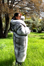 Claire | Blue Fox Long Fur Coat With Collar - Image 2