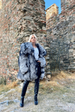 Jade | Luxury Scandinavian Silver Fox Fur Coat With Lavish Huge Collar - Image 2