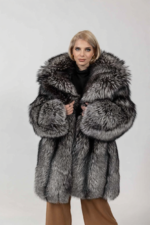 Rosita | Luxury Silver Fox Fur Jacket With Lavish Big Collar - Image 2