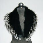 Black Fox Fur Shawl Collar Silver Tips Women's - Image 3