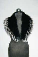 Black Fox Fur Shawl Collar Silver Tips Women's