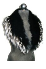 Black Fox Fur Shawl Collar Silver Tips Women's - Image 2