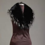 Black Fox Fur Collar Silver Tips