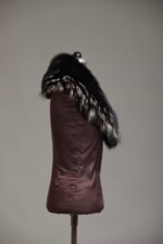Black Fox Fur Collar Silver Tips - Image 5