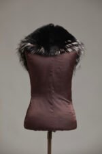 Black Fox Fur Collar Silver Tips - Image 2