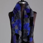 Blue Gray Black Rex Fur Scarf