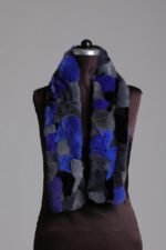 Blue Gray Black Rex Fur Scarf