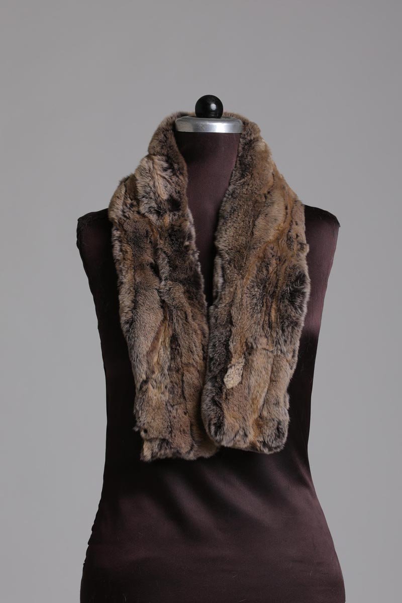 brown_black_rex_fur_scarf_2__26260 Brown Black Rex Fur Scarf - Image 1