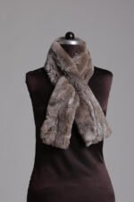 Brown Gray Rex Fur Scarf - Image 2