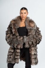 Tenley | Luxury Scandinavian Crystal Heavy Fox Fur Jacket / Coat With Lavish Smoking Collar
