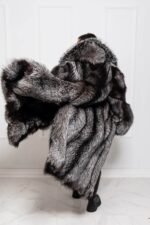 Roux | Luxury Double Sided Full Length Scandinavian Silver Fox Fur Coat With Huge Collar - Image 2