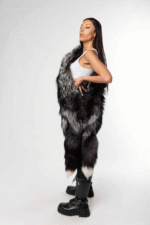 Luxury Classy Silver Fox Fur Cape-Etol With Tails