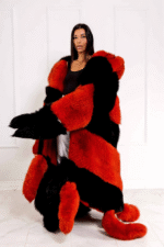 Crystal | Luxury Scandinavian Double Face Fur Oversized Diagonal Cut Fox Fur Coat Full Length With Detachable Tails - Image 4