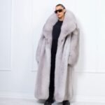 Kirrily | Luxury Rare Scandinavian Sapphire Blue Fox Full Length Fur Coat With Extra Lavish Huge Collar