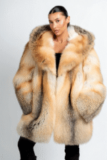 Kanoa | Luxury Scandinavian Golden Island Fox Fur Jacket With Lavish Fur Hood