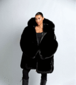 Rowen | Luxury Saga Black Fox Fur Jacket With Double Sided Fur Hood & Zipper - Image 4
